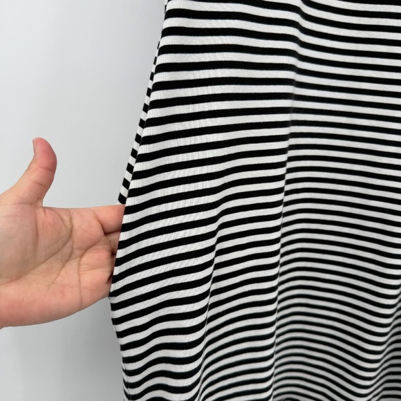 Terra Sky Dress Women 0X Black White Stripes T Shirt V Neck Short Sleeve Pockets - Picture 3 of 13